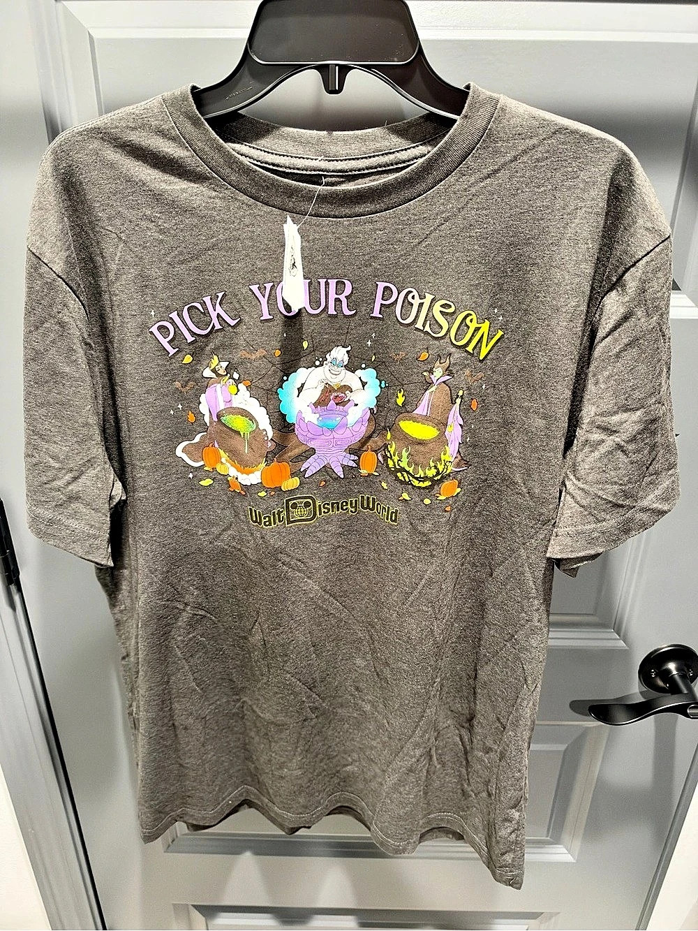 Disney Villains Pick Your Poison T-Shirt Graphic Tee Gray & Multicolor Large